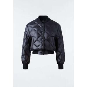 Mackage Ani Convertible Sateen Bomber Jacket - S Black